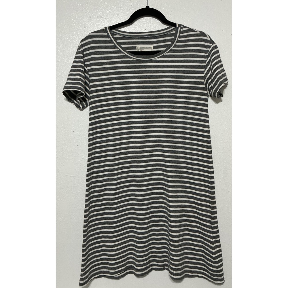 CURRENT/ELLIOTT Gray White Stripe T Shirt Dress Casual Everyday Basic Size 0